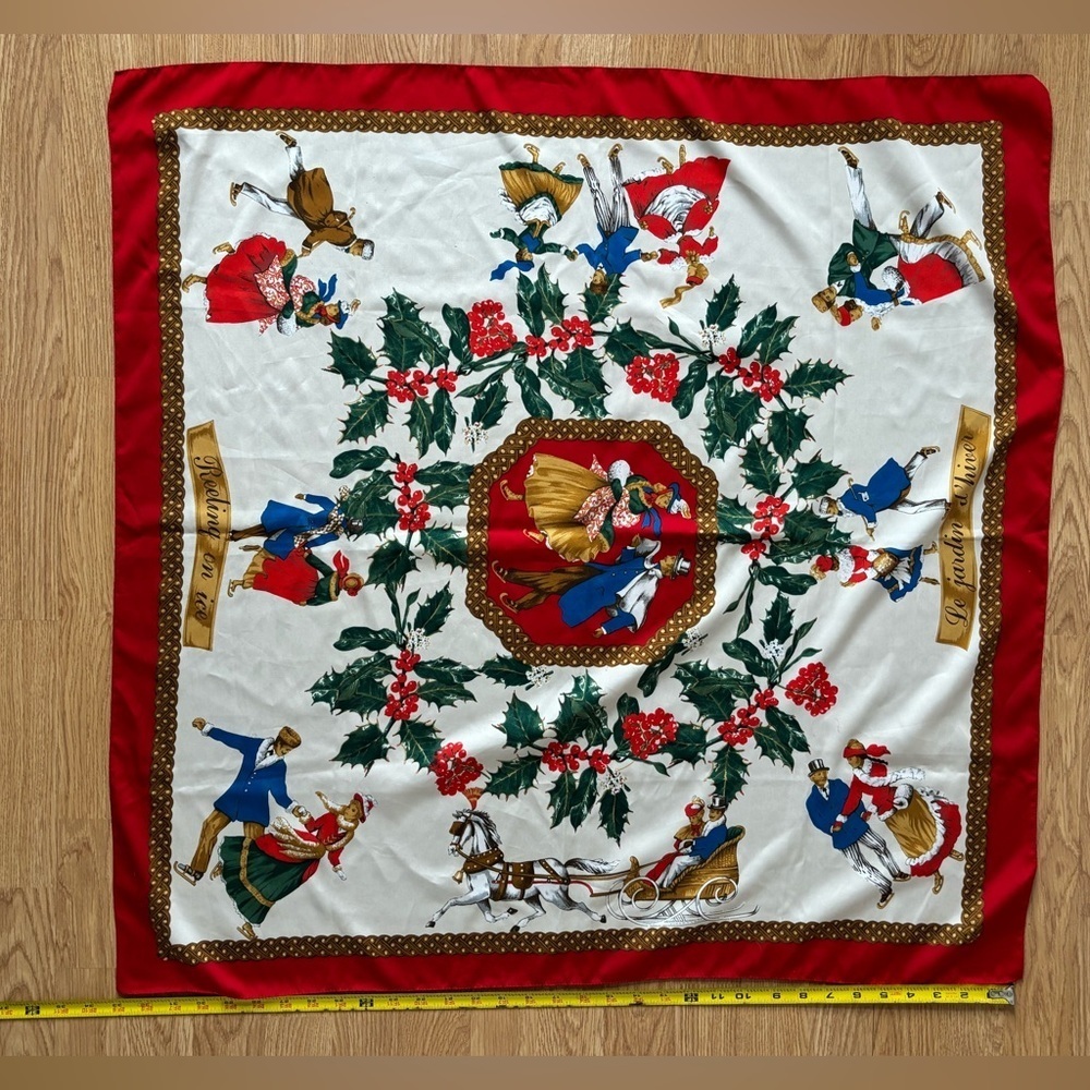 vintage christmas scarf silk